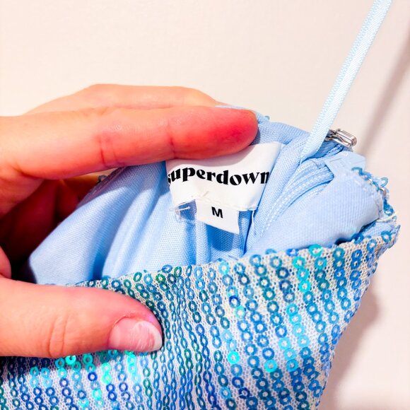 SUPERDOWN Blue One-Shoulder Sequin Mini Party Dress | Medium * - Picture 6 of 8